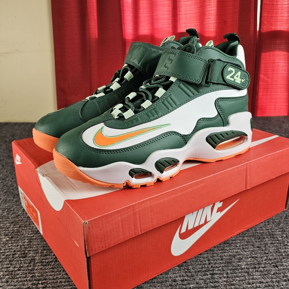 Nike Ken Griffey Max Green Orange Miami Hurricanes Colorway HighTop Sneakers New